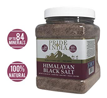 Pride Of India - Himalayan Black Rock Salt - Fine Grind, 2.5 Pound (40oz) - Kala Namak - Contains 84  Minerals - Perfect for Cooking, Tofu Scrambles, Table, Kitchen, Restaurant, & Bathing Use