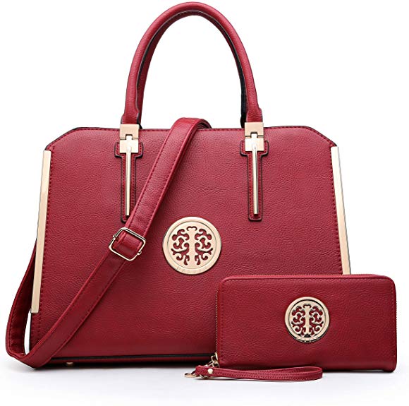 DASEIN Women Large Satchel Handbag Shoulder Purse Top handle Work Bag Tote With Matching Wallet