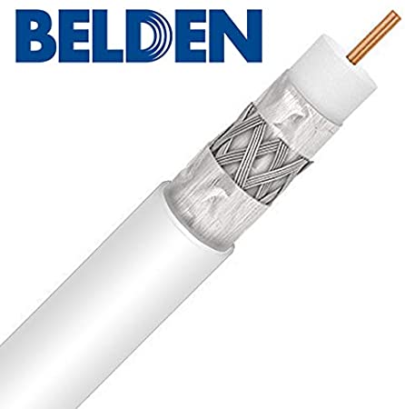 Belden 1613AP, Plenum Rated RG6 Coaxial Cable 18 AWG 75 Ohm Commercial Grade, Audio Video Broadband Internet CATV Coax, UL ETL CMP (1000ft, White)