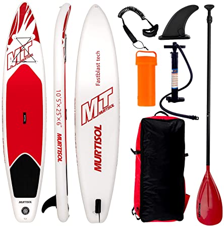 Murtisol 10'5'' Inflatable Stand Up Paddle Board(25 in / 30 in Width), Ultra-Thick Durable PVC, Non-Slip Deck, Premium SUP Accessories, Dual-Action Pump, Safety Ankle Strap, Adjustable Paddle