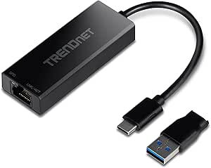 TRENDnet 2.5G USB-C to RJ-45 Ethernet Adapter, Black, TUC-ET2G (Renewed)