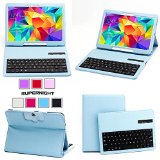 SUPERNIGHT Samsung Galaxy Tab 4 101 Case with Keyboard - Ultra Slim Detachable Bluetooth Keyboard Portfolio Leather Case Cover for Samsung Tab 4 101 Inch T530 T531 T535 Tablet  Blue Color