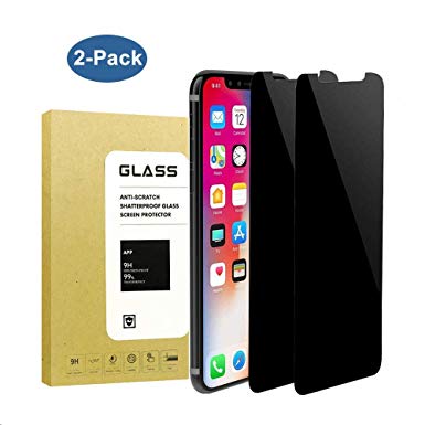 [2-Pack] for iPhone X & iPhone Xs Privacy Anti-Spy Tempered Glass Screen Protector Full Coverage,Jyline[Anti-Scratch] Tempered Glass Screen Protector for iPhone X & iPhone Xs