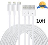 Mribo 3PCS White 10ft 8pin Lightning Cable Sync Extra Long USB Cord Charger for iphone 6s 6s plus 6plus 65s 5c 5iPad Mini AiriPad5iPod Compatible with iOS9