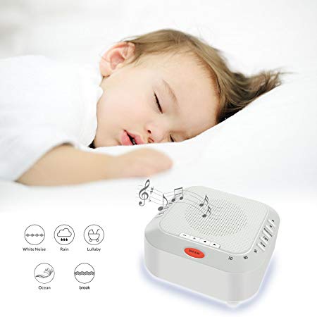 White Noise Machine, High Fidelity Natural Sounds for Baby and Adults, Rechargeable Sound Therapy Machine with Nightlight, TF Card and Adjustable Volume for Travel, Yoga, Home and Office
