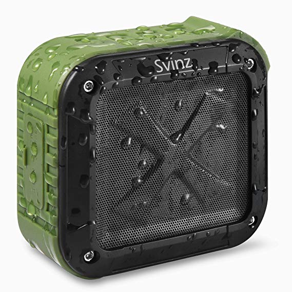 Ultra Portable IPX5 Waterproof Bluetooth Speakers, Outdoor And Shower Wireless Bluetooth Speaker SBT007 w/ 10-Hour Playtime By Svinz (Forest Green)