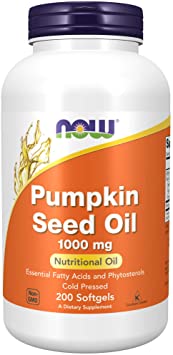 Now Foods Pumpkin Seed Oil 1000 Mg with Essential Fatty Acids and Phytosterols, Cold Pressed, Softgels, 200 Count (30733739018435)