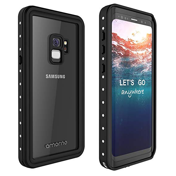 Galaxy S9 Waterproof Case, AMORNO IP68 Waterproof Case Built in Screen Protector with Touch ID, Shockproof Dustproof Dirtproof Full Body Protective Cover Case for Samsung Galaxy S9 (Black)
