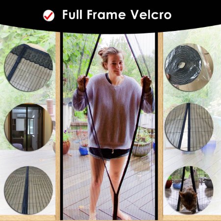 Magnetic Screen Door - Keep Bugs Out, Pet Friendly, Child Friendly and Hands Free with Full Frame Velcro, Powerful Sewn In Magnets and Heavy Duty Mesh. Backed by One Year Satisfaction Guarantee