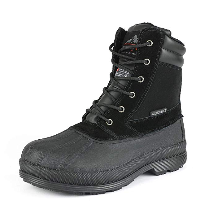 NORTIV 8 Men's Insulated Waterproof Construction Rubber Sole Winter Snow Skii Boots