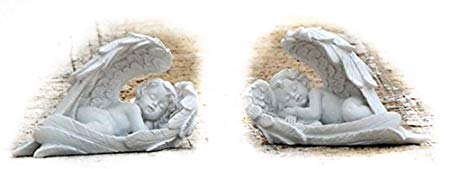Bellaa 26447 Cherub Statue Baby Angel Cupid Loves Child Decor 4 Inch Set of 2
