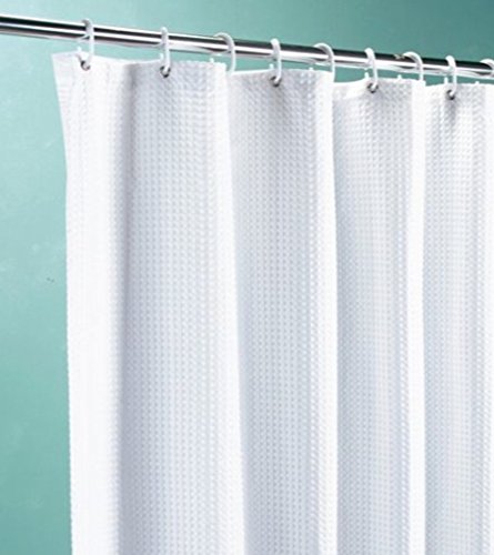 Euroshowers White Waffle Fabric Shower Curtain with Weighted Hem - VARIOUS SIZES AVAILABLE (180 CM WIDE X 180 CM LONG)