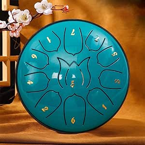 Rain Drum for Outside 11 Note 6 Inch Rain Drum for Garden, Steel Tongue Drum Rain Chime,Chakra Drum for Rain, Outdoor Handpan Drum,steel tongue drum,Rain Drums(Lake Blue)