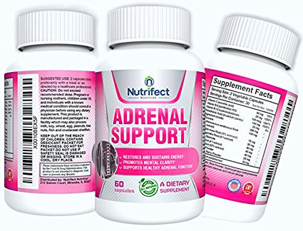 Nutrifect Nutrition Adrenal Support Supplements Keep You Sharp & Ready to Move in a Flash, Combats Stress, Anxiety & Fatigue, Vitamins B-6, B-12, Ashwaganda, Magnesium & More, 60 Capsules