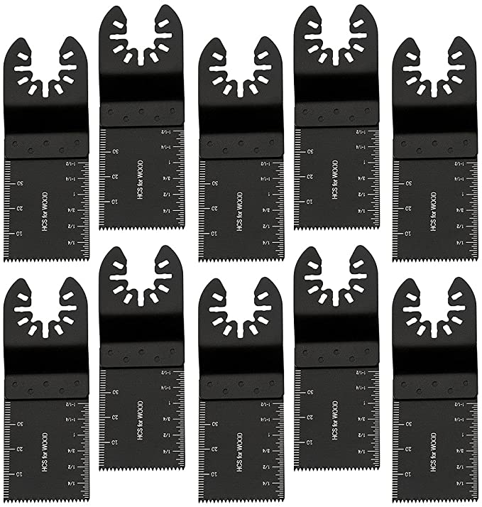 10Pcs Oscillating Saw Blades Kit Quick Release Wood Cutting Multi Tool Accessories for Dewalt, Porter Cable,Rockwell,Makita,Black & Decker,Bosch Craftsman,Fein Multimaster 34mm