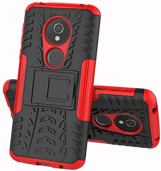 Moto E5 (XT1920DL) Case,Moto G6 Play Case,Moto E5 Slim Case,Heavy Duty Rugged Armor Dual Layer Phone Cover Case with Kickstand for Moto E5 (Not Fit for Moto E5 Plus / E5 Play),Red