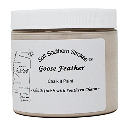 Chalk It Paint Finish for Furniture Art Crafts Glass Metal Walls and More! (8 oz. 1/2 Pint, Goose Feather)