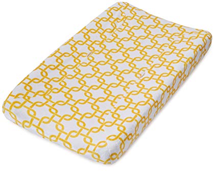 TL Care Heavenly Soft Chenille Fitted Contoured Changing Pad Cover, Golden Yellow Twill Gotcha, for Boys and Girls