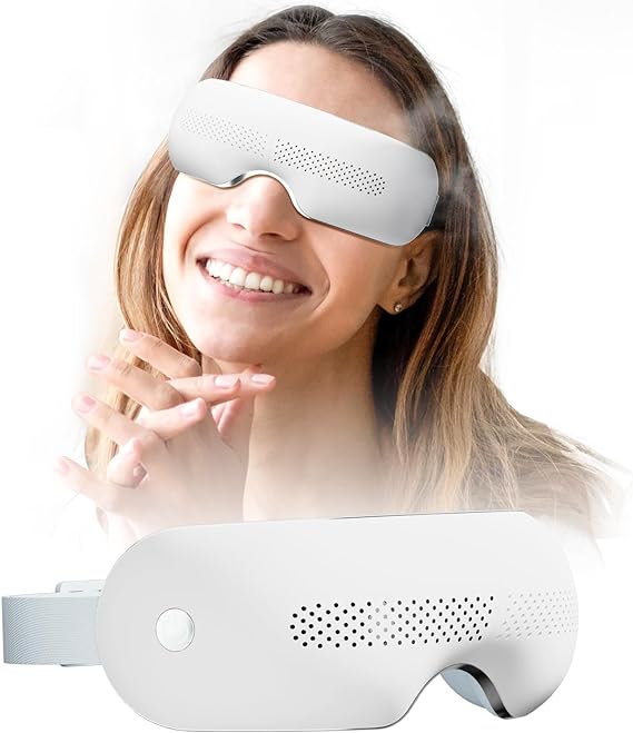 AERLANG Eye Massager-Eye mask Massager with Vision Window Cordless Heated Eye Mask with Music,Eye Massage Relieve Fatigue and Dryness, Massaging Eye Mask Sleep Relax Gift for Mom Dad Men Women