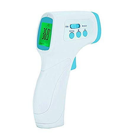 Infrared Thermometer, No Touch Digital Thermometer, IR Temperature Gun Three-Color Backlights Alarm Function for Body Ear and Surface of Objects Measurement (SkyBlue)