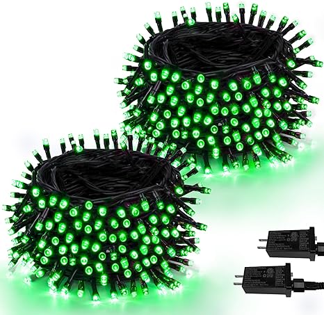 2-Pack 66FT 200 LED Green Christmas Lights for Indoor/Outdoor, Super Bright Plug in String Lights,Waterproof Xmas Lights Outdoor for Christmas Decorations Bedroom Party Decor Garden Patio Tree (Green)