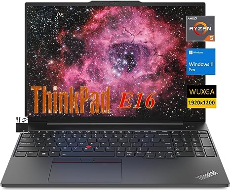 Lenovo 2023 Newest ThinkPad E16 Gen 1 Business Laptop, 16" WUXGA IPS Display 300 nits, Hex-Core AMD Ryzen 5 7530U (Up to 4.5GHz), 16GB RAM, 256GB NVMe SSD, Webcam, WiFi, Win 11 Pro, w/MarxsolCables