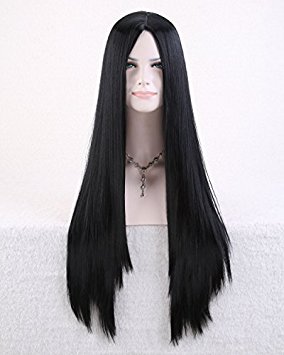 Cool2day Fashion Women's Wigs Full Long Bangs Cosplay Party Wig 72cm JF011829 (Black)