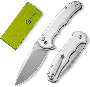 CIVIVI Button Lock Praxis Pocket Knife for EDC, Folding Knife Upgrade with Flipper 3.75" Nitro-V Blade plus Aluminum Handle, Cool Stylish Gift for Men Women C18026E-2