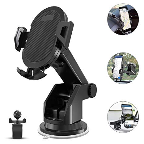 JDIBEST 2-in- 1 Dashboard Car Phone Mount,Car Phone Holder，Car Air Vent Mount Holder Cradle and Adjustable Windshield Holder Cradle with 360° Rotation for iPhone, Android - 2018 Upgrade