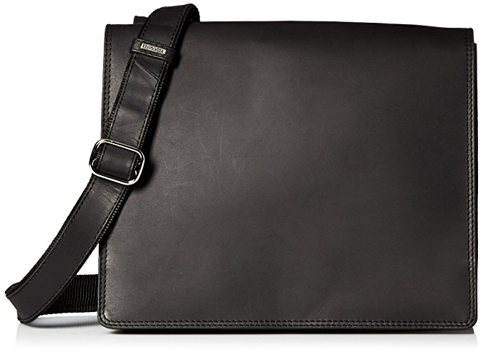 Visconti Harvard Distressed Leather Messenger Bag, Black, One Size