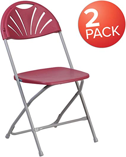 Flash Furniture 2 Pk. HERCULES Series 650 lb. Capacity Burgundy Plastic Fan Back Folding Chair