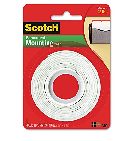 Scotch Permanent Mounting Tape, 0.5 x 75 inches (Pack of 2)