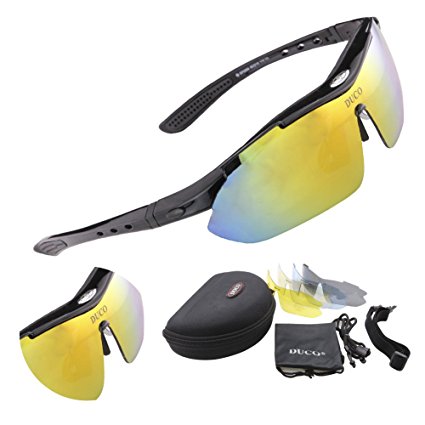 Duco Cycling Outdoor Sports Sunglasses Exchangeable 5 Lenses Polarized UV400 SP0868