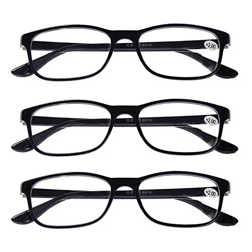 3 Pairs Black Classic Bifocal Reading Glasses  2.00 Mens Womens Everyday Use Readers Eyewear Office Home Eyeglasses