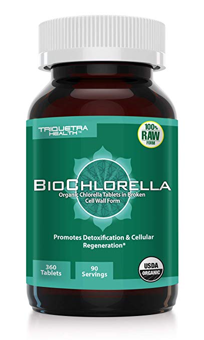 Organic Chlorella: 360 Tablets - 4 Organic Certifications - Broken Cell Wall Form, Blue Green Algae - Raw, Sun-Grown, Non-Irradiated | Compliments Spirulina