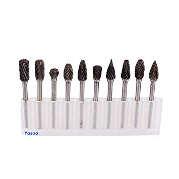 Set 10 Tungsten steel Carbide Burrs For Dremel Rotary Tool Drill Bit by Hwydo