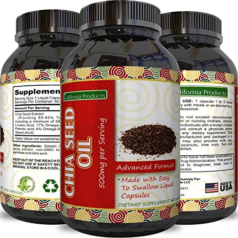 Premium Chia Seed Extract Pills for Men and Women - Essential Vitamins Minerals Proteins Amino Acids Fiber Zinc - Best Supplement for Weight Loss Suppress Appetite Skin and Hair Health