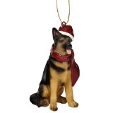 Design Toscano German Shepherd Holiday Dog Ornament Sculpture Full Color