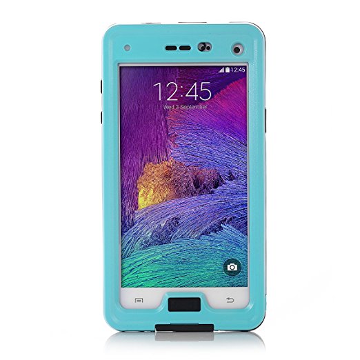 Merit Galaxy Note 4 Waterproof Case, IP68 Standard Waterproof Shock-Resistant Snowproof Dirtpoof Protective Case Cover with Kickstand for Samsung Galaxy Note 4 (Blue)