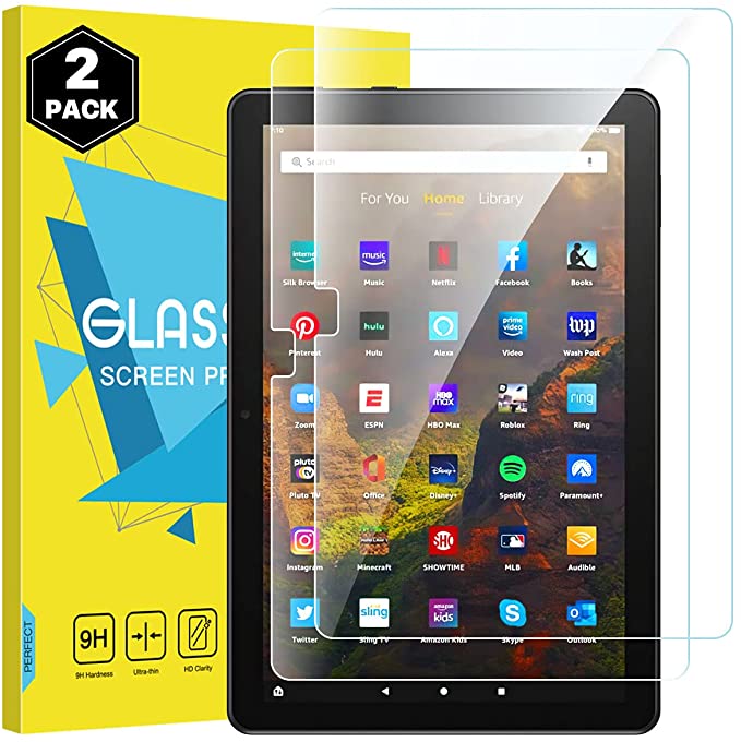 MoKo [2-Pack] Screen Protector for All-New Kindle Fire HD 10 & 10 Plus tablet (11th generation, 2021 release) 10.1"/Fire HD 10 Kids/Fire HD 10 Kids Pro 2021, 9H Hardness Round Edge Tempered Glass Film