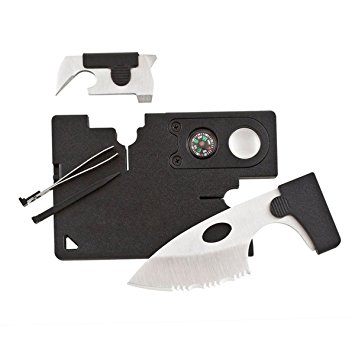 Credit Card Tool - Stainless Steel Survial Knife Pocket Card - 10 in 1 Multi-Function with Compass Magnifier Credit Portable Card Tool