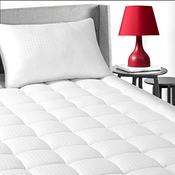 EDILLY Queen Size Cooling Mattress Pad Cover, Premium Hotel Quality Mattress Topper, Protector for Bed Cotton Top Pillow Top Ultra Soft Overfilled with 8-21" Deep Pocket Luxury