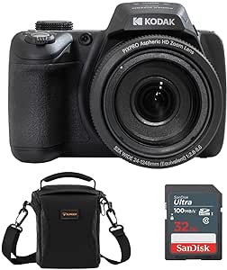 Kodak PIXPRO AZ528 Astro Zoom 16MP Full HD Digital Camera, Black, Bundle with 32GB Memory Card and Camera Bag