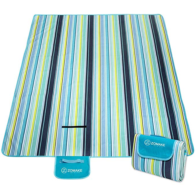 ZOMAKE Picnic Blanket Waterproof Portable Oversized, Beach Mat Sand Free for Outdoor 80 x 60 Inches