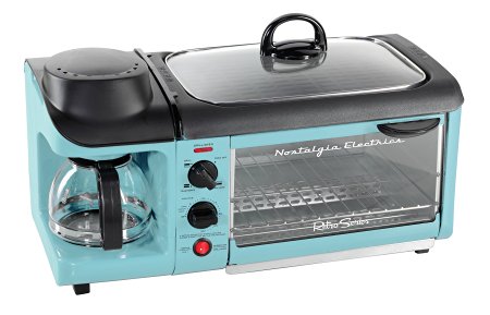 Nostalgia BSET300BLUE Retro Series 3-in-1 Family Size Breakfast Station