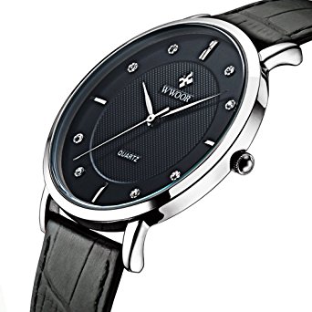 Tonnier Super slim Quartz Casual Wristwatch Business Genuine Leather Analog Men's Watch