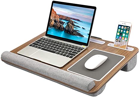 HUANUO Lap Desk - Fits up to 17 inches Laptop Desk, Built in Mouse Pad & Wrist Pad for Notebook, MacBook, Tablet, Laptop Stand with Tablet, Pen & Phone Holder