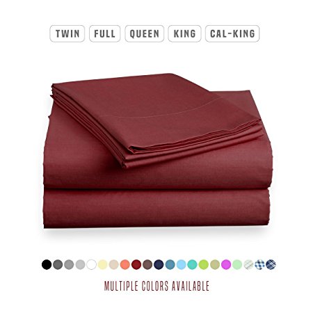 Luxe Bedding Bed Sheet Set - Brushed Microfiber 2000 Bedding - Wrinkle, Fade, Stain Resistant - Hypoallergenic - 4 Piece - Unique Christmas Presents for family (King, Burgundy)