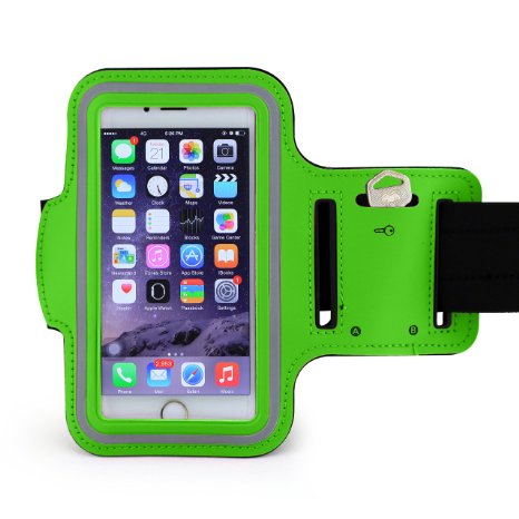 Sports Armband, Mopo Armband for iPhone 6 (4.7"), iPhone 5s, iPhone 5, iPhone 5c, Running & Exercise Gym Sportband, Water Resistant   Sweat Proof   Key Holder (Green)