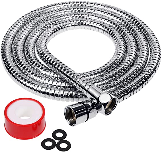 Rovtop 2m Shower Hose, Suitable for All Shower Heads, Stainless Steel Shower Hoses Chrome Plated, with Teflon and Gaskets